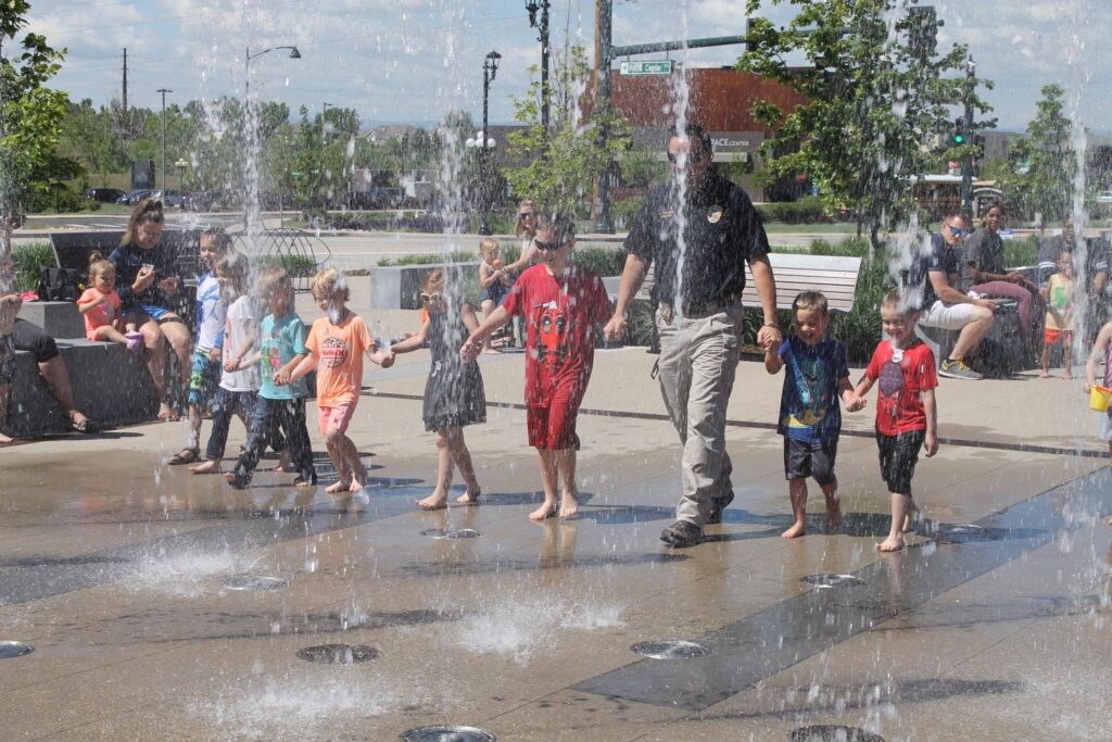 police engaging with parker residents at Discovery Park