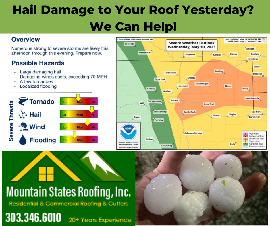roof repair replacement parker colorado hail damage