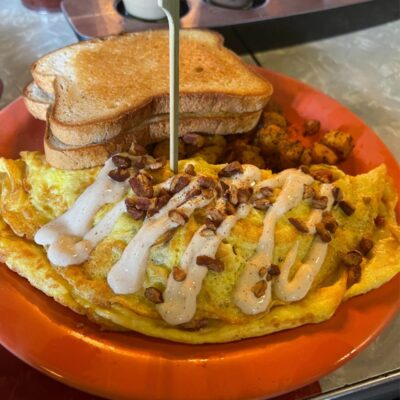 delicious omlette and coffee flight for brunch