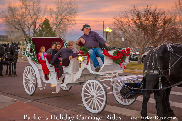 holiday carriage rides on Mainstreet Parker colorado