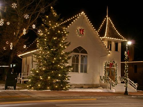 a favorite holiday site in Parker. Ruth Chapel all dress up for the Christmas Holidays in 2010