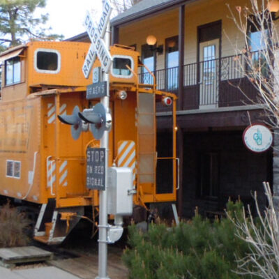 Train Station 20 mile Parker Colorado Railroad Crossing sign historic downtown parker